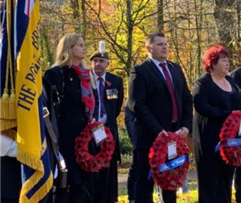 With Cllrs Morgan and Treeby at the Remembrance service in Mountain Ash